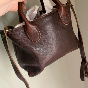 Portland Leather Brown Shoulder Bag with Adjustable Strap and Casual Style